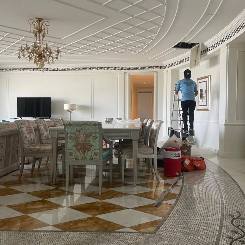 Interior ceiling work during a cooling retrofit — AC Maintenance project photo, Dubai