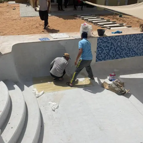 Pool re-tiling by our tile team — Green Heaven Landscape project photo, Dubai