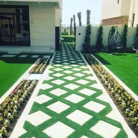 Diamond-laid paver driveway — Green Heaven Landscape project photo, Dubai