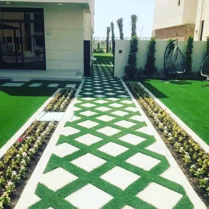 Diamond-pattern driveway pavers — Hardscape and Tile Work project photo, Dubai