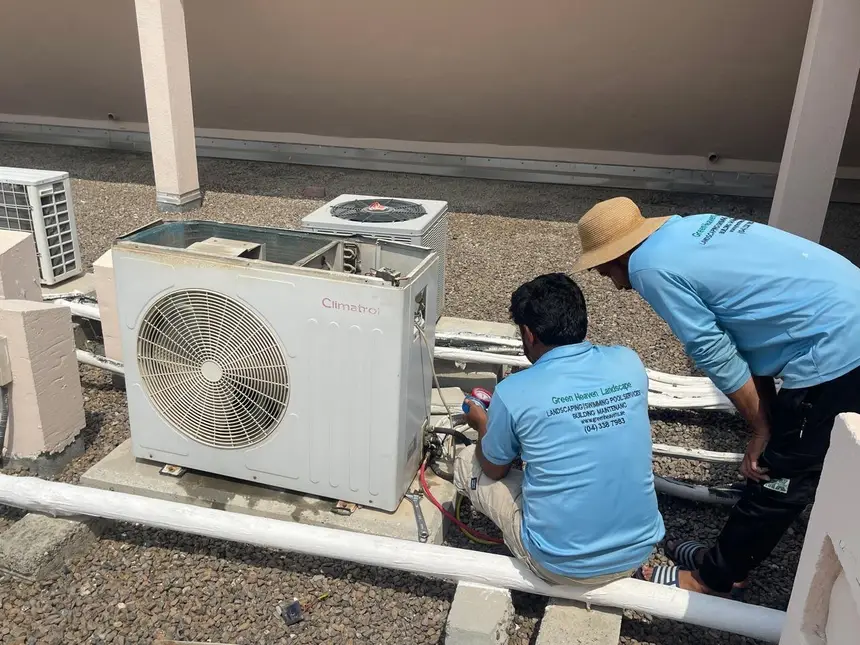 Rooftop unit servicing on site — AC Maintenance project photo, Dubai